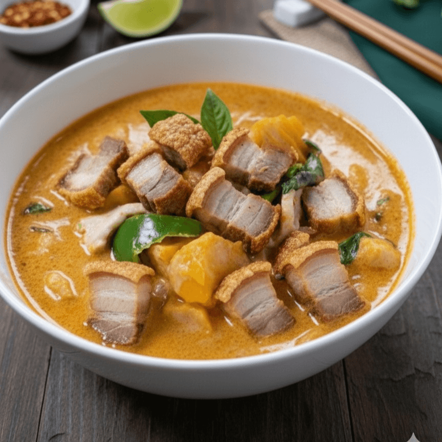 Pumpkin Curry with Crispy Pork.