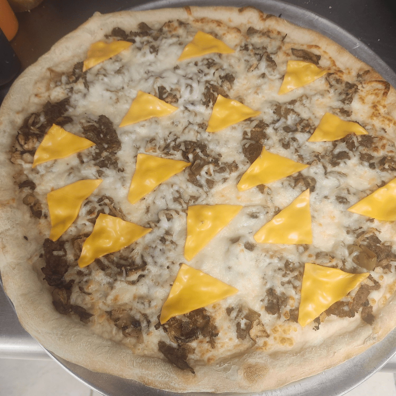 Cheese Steak Pizza.