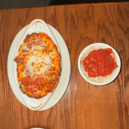 Eggplant Parmigiana Pasta.