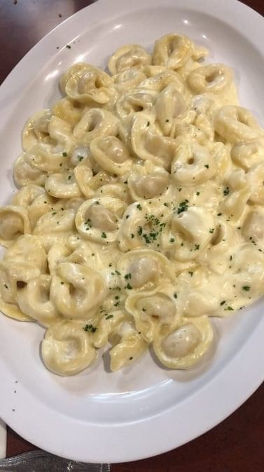 Tortellini panna (Alfredo sauce).