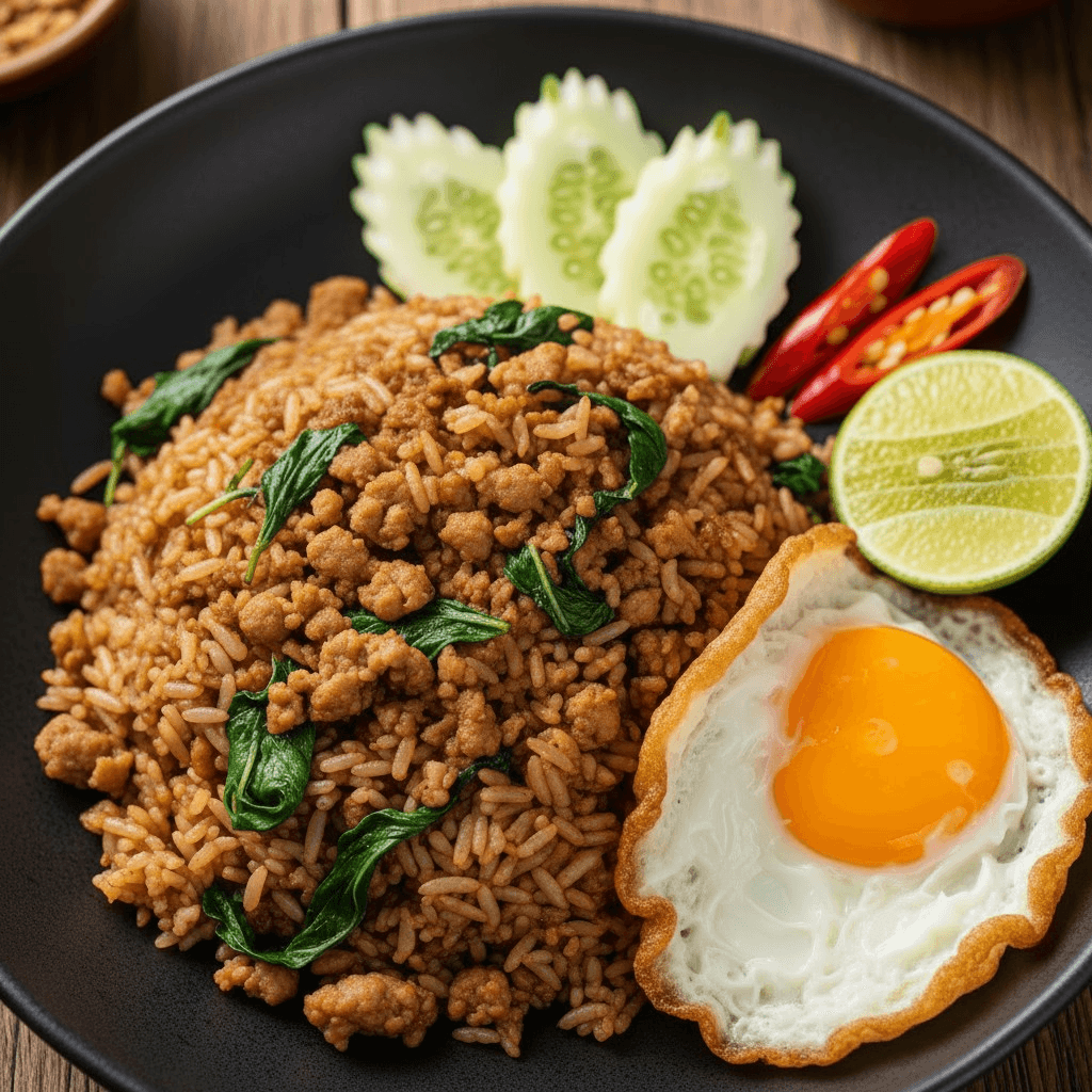 Dinner Kow Pad Gra Prow Fried Rice.