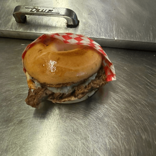 Steak Bagel Sandwich.