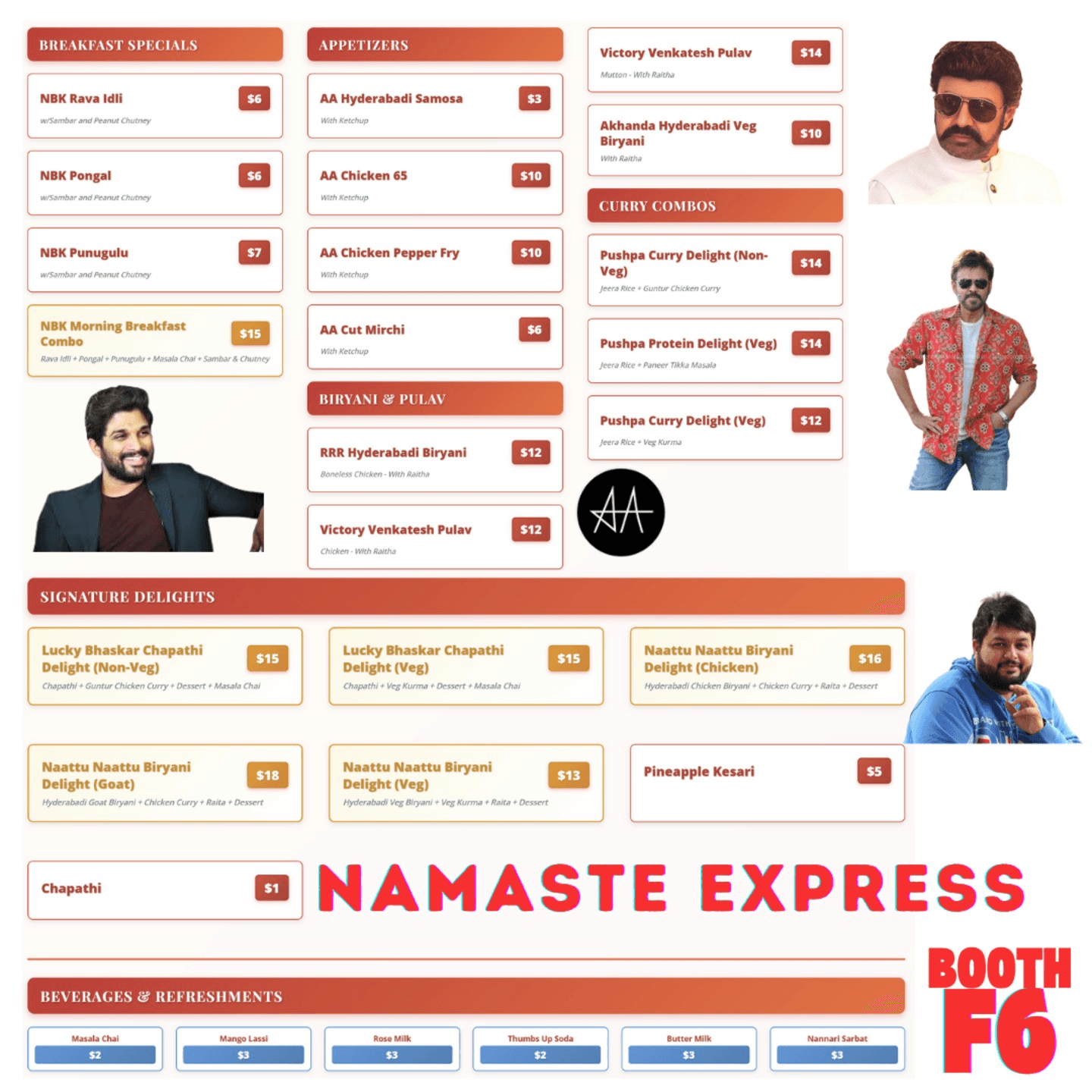 OUR SPECIAL NATS MENU