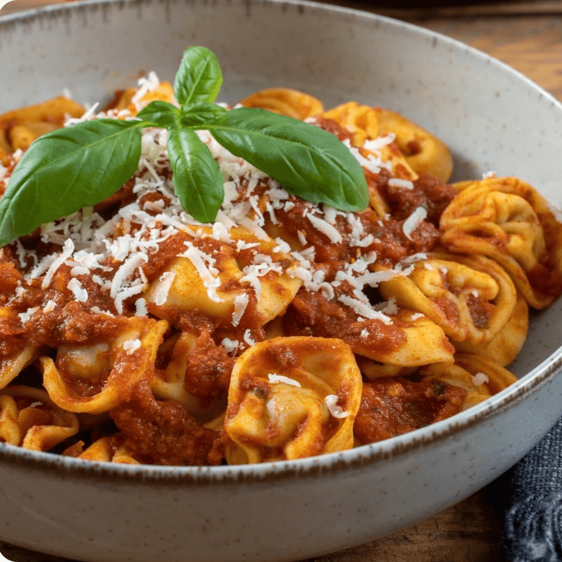 Tortelloni De Queso Con Salsa Casera De Tomate O Al Pesto.