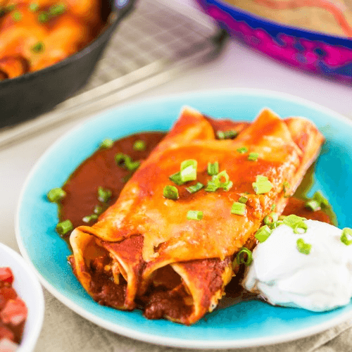 Enchilada & Bean Tostada Plate.
