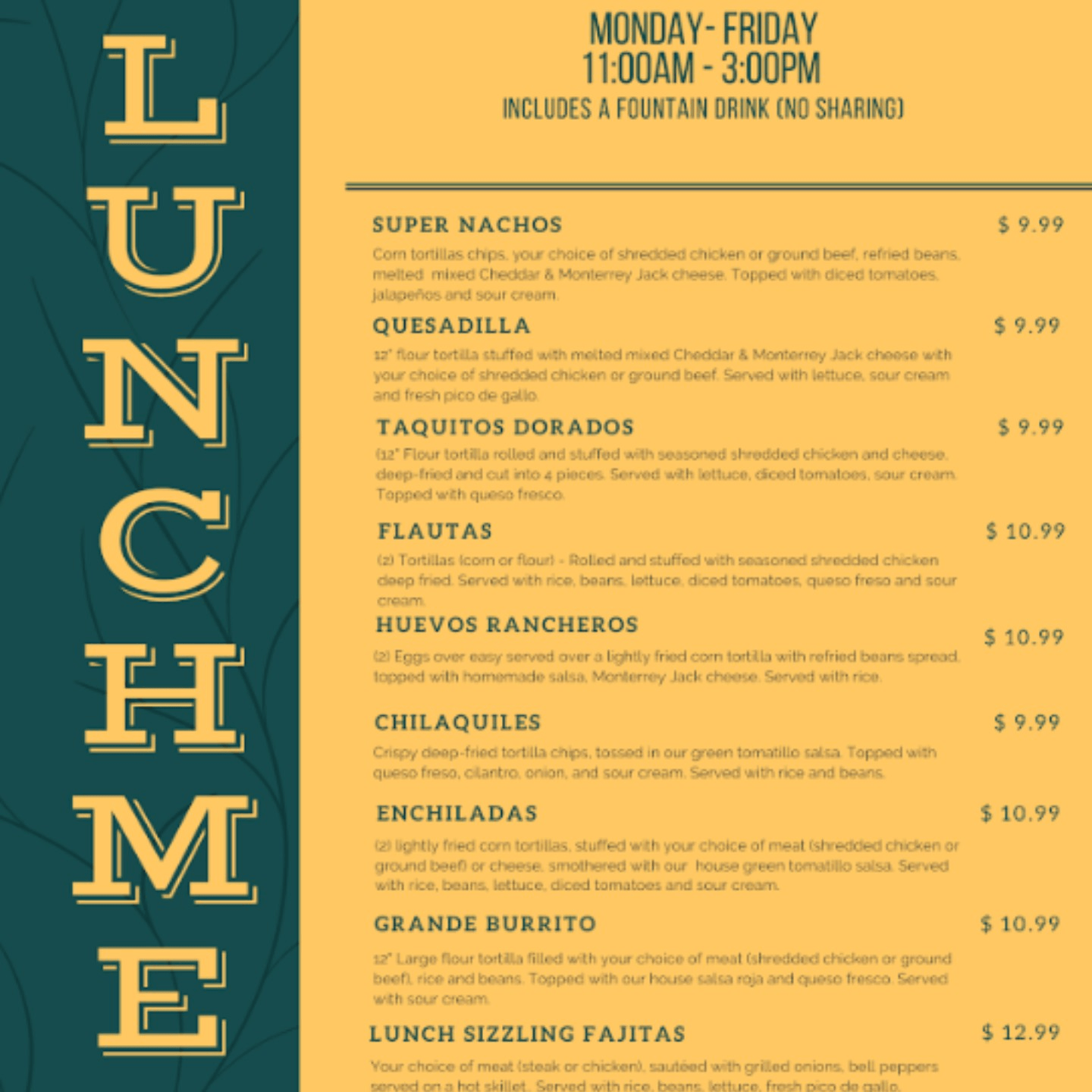 Lunch Specials at El Centenario WPB