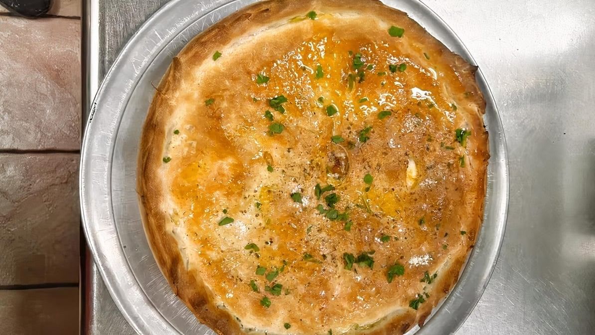 Buffalo Chicken Deep Dish Pizza.