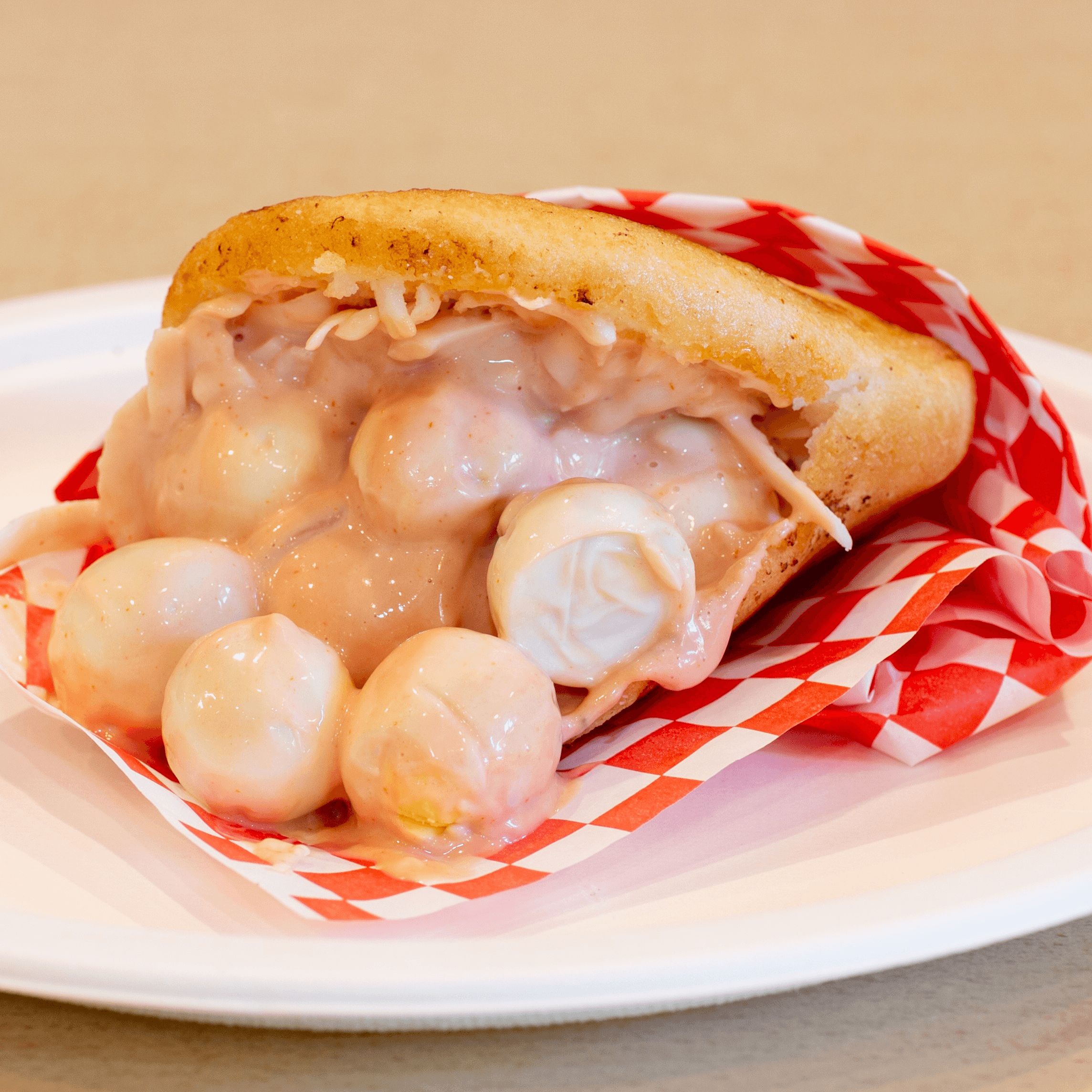 Quail Egg Arepa - Arepa de Huevos de Cordorniz.