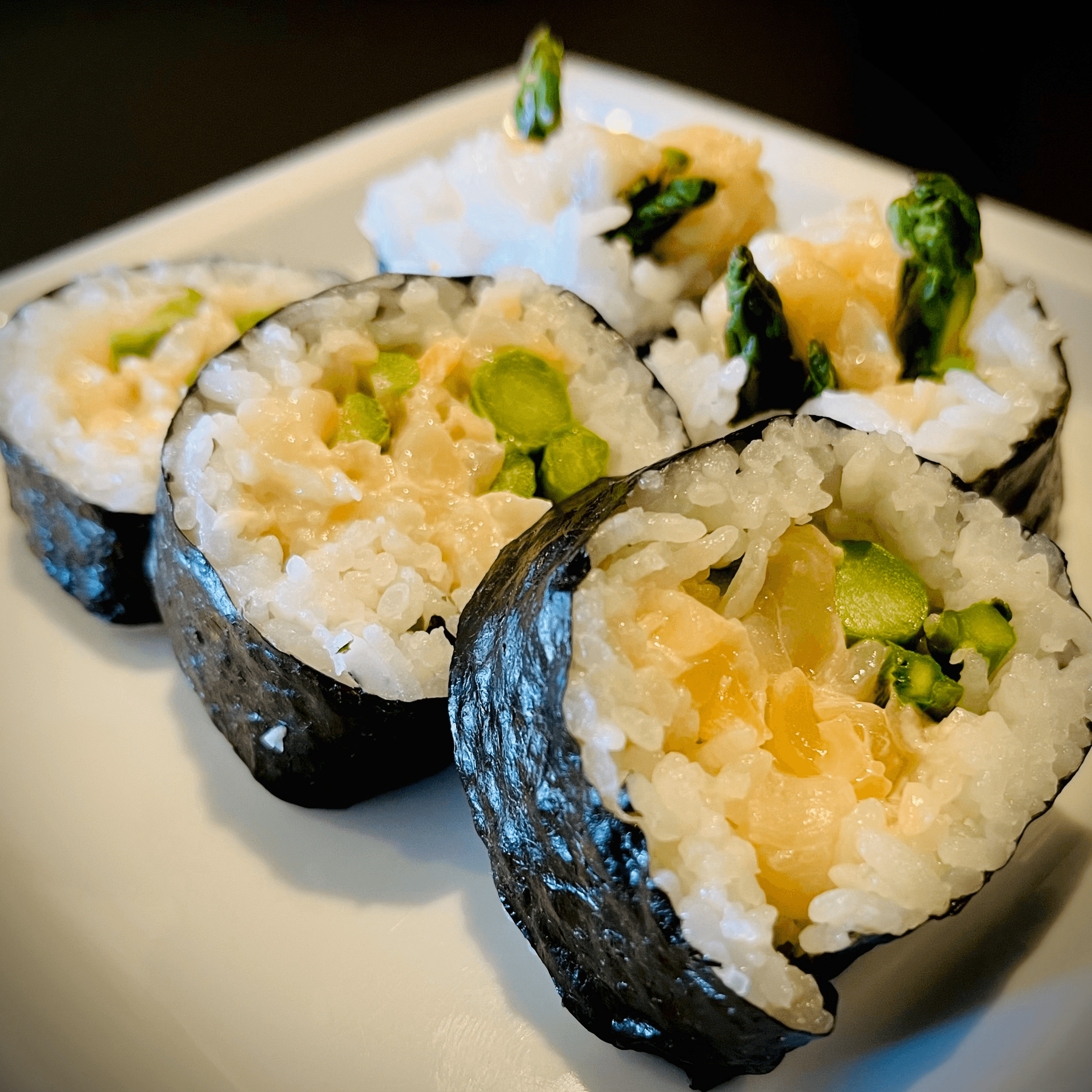 Scallop & Asparagus Roll.