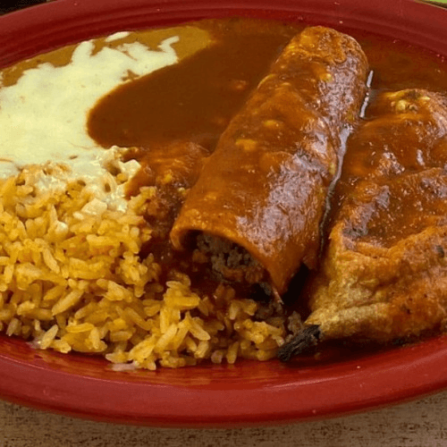 6. One Enchilada, Chile Relleno, Rice & Beans.