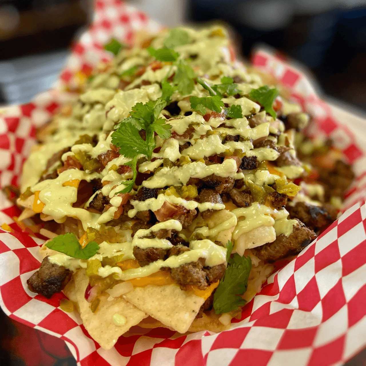 Loaded Steak Nachos.