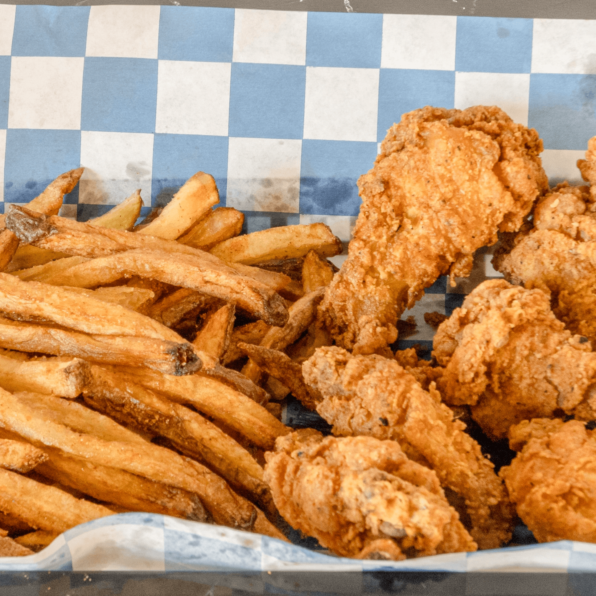12 piece party wings w/crinkle fries.