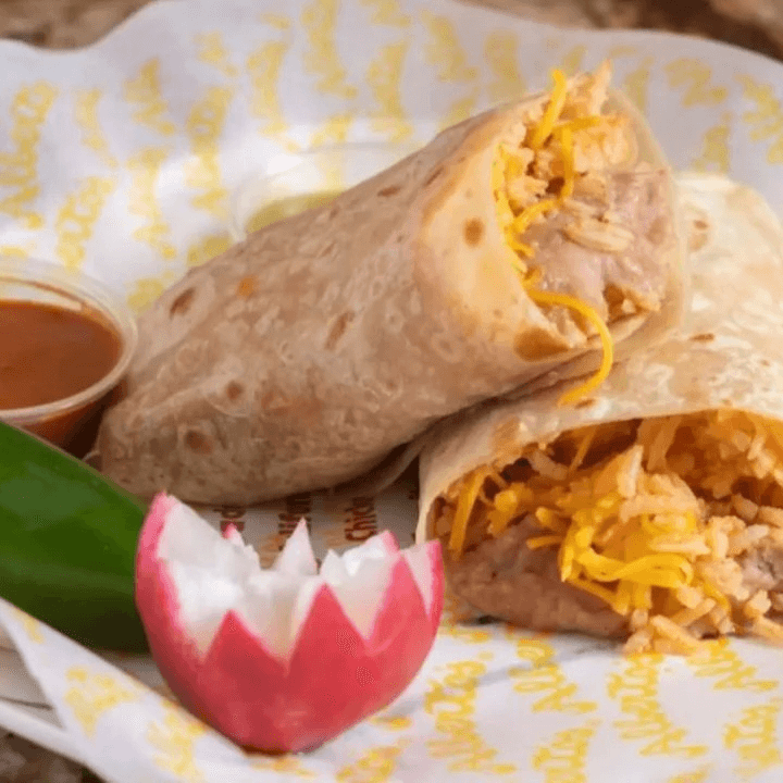 Beans Rice and Cheese Burrito.