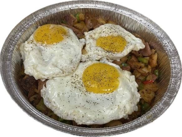 Kielbasa Breakfast Skillet with Eggs.