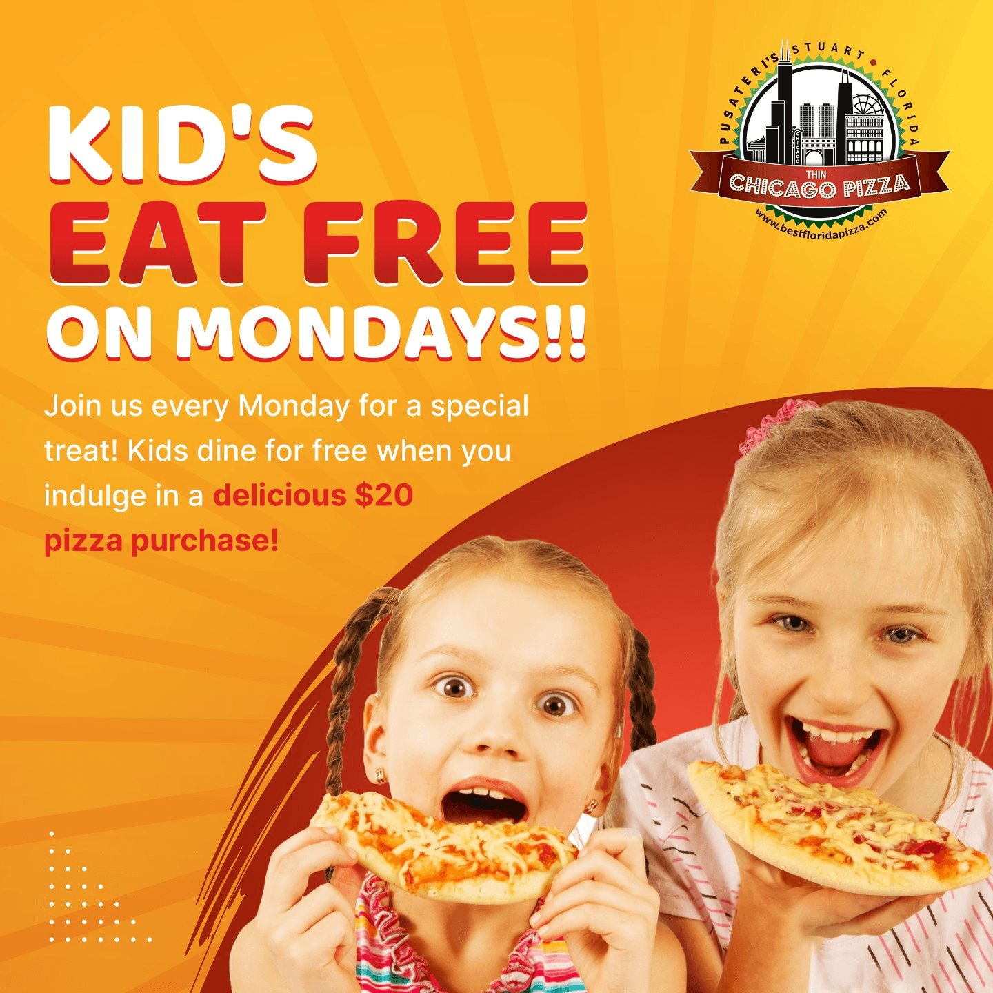 Kid's Eat Free On Mondays!!