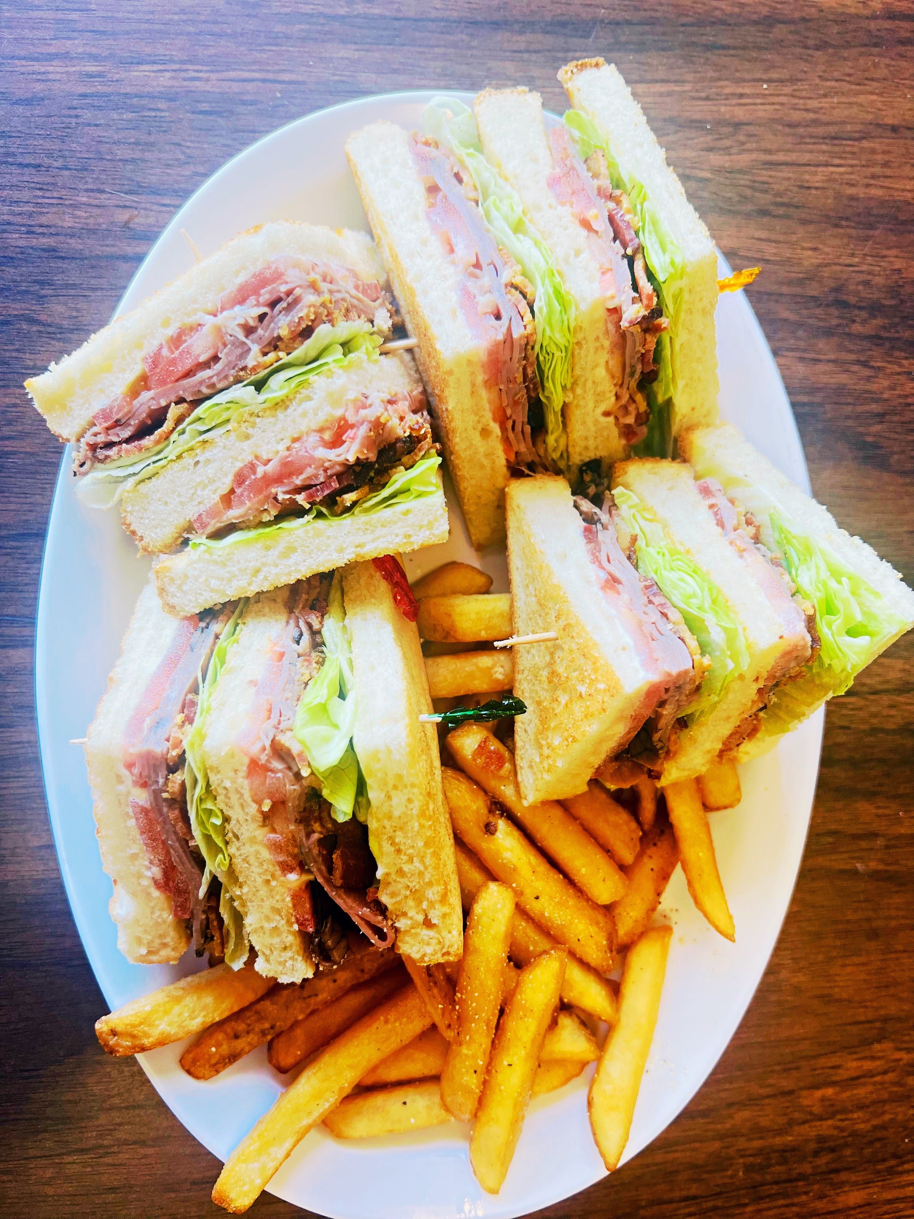 Club Sandwich with French Fries Lunch.