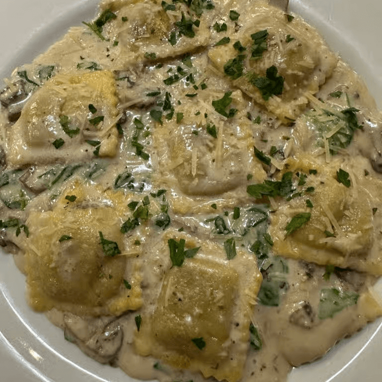 Mushroom ravioli dinner.