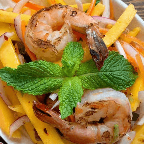 Mango Salad with Grilled Shrimp.