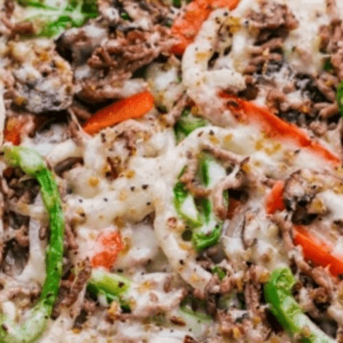 Steak and Chicken Supreme Pizza.