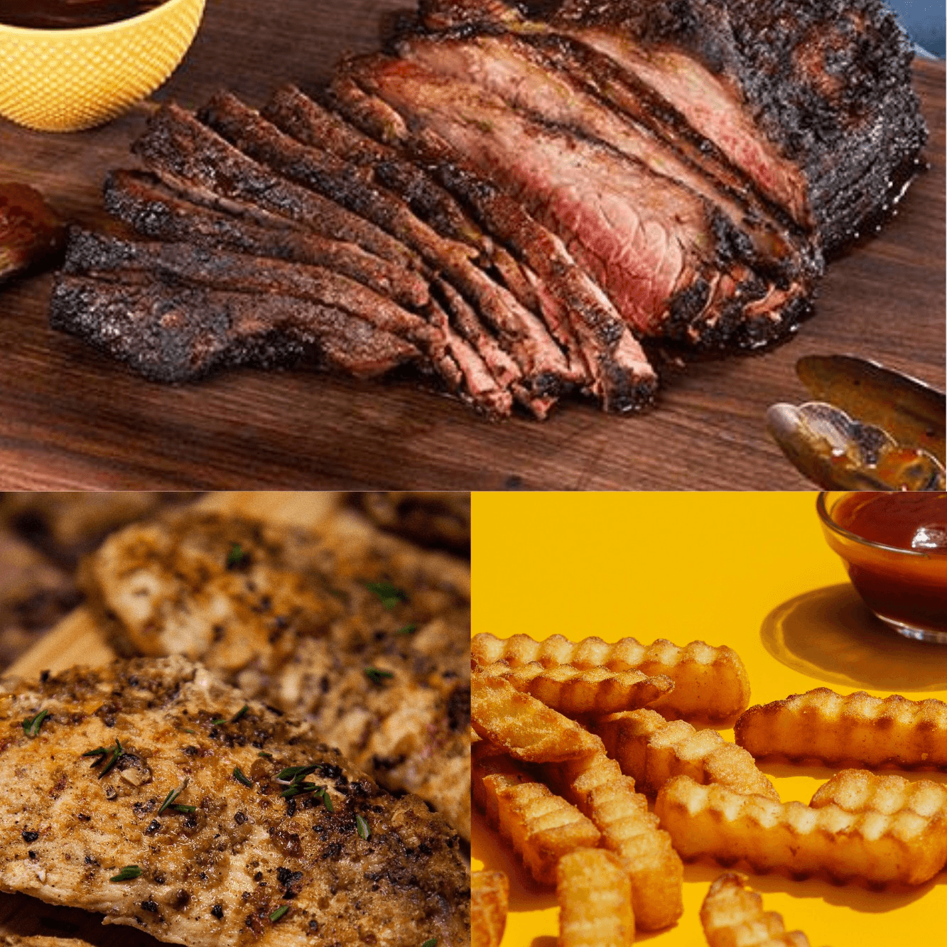 Brisket, Chicken & Fries Combo.