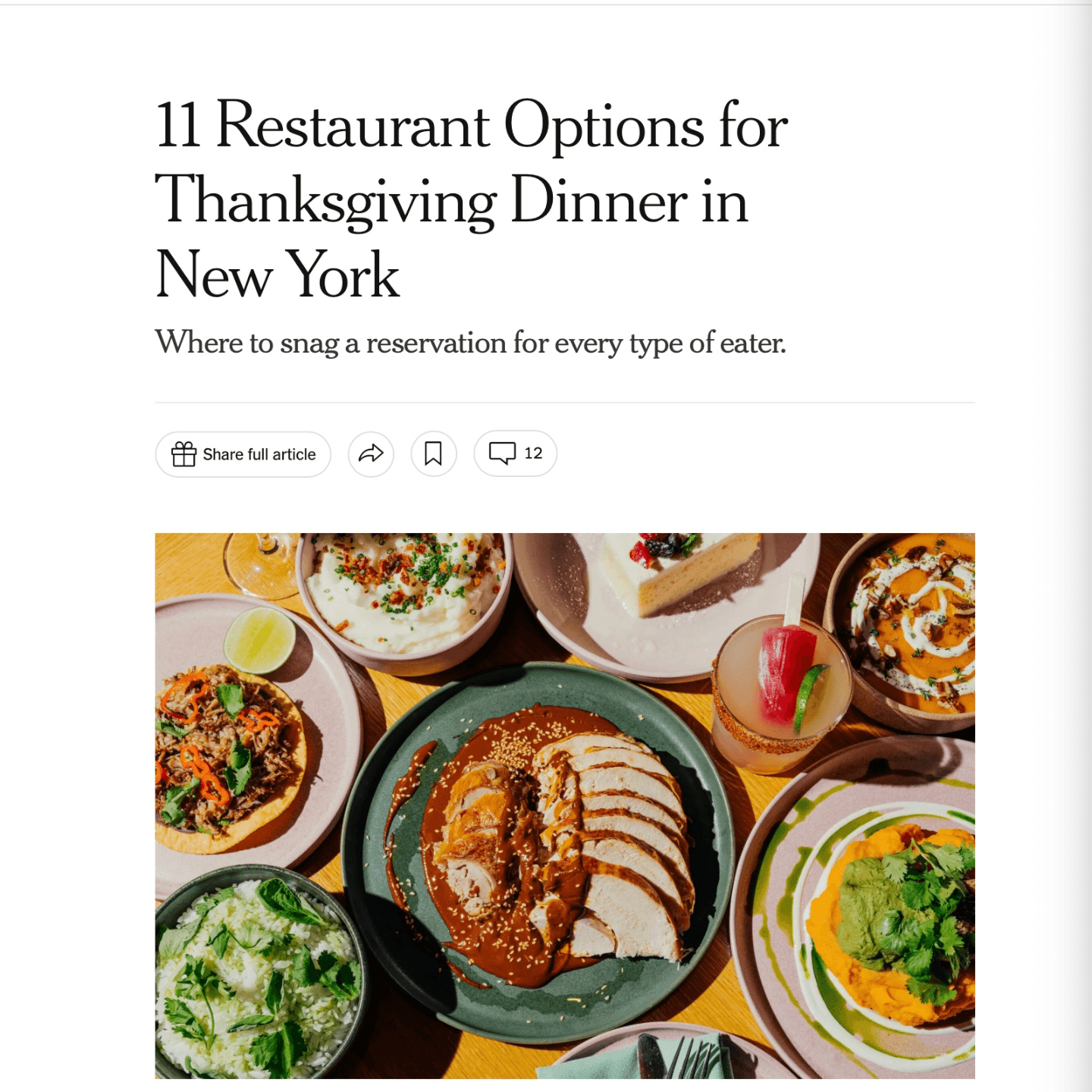 New York Times:Thanksgiving Dinner in New York