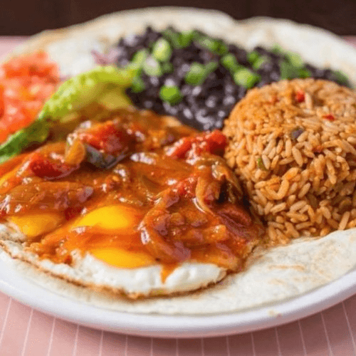 Huevos Rancheros, Black Beans & Rice