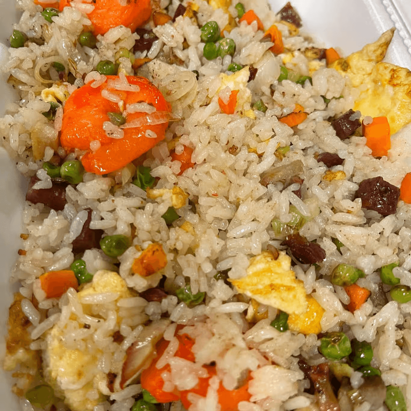 72. Cơm Chiên Sài Gòn - Shrimp, Egg, Sausage, & BBQ Pork Fried Rice.