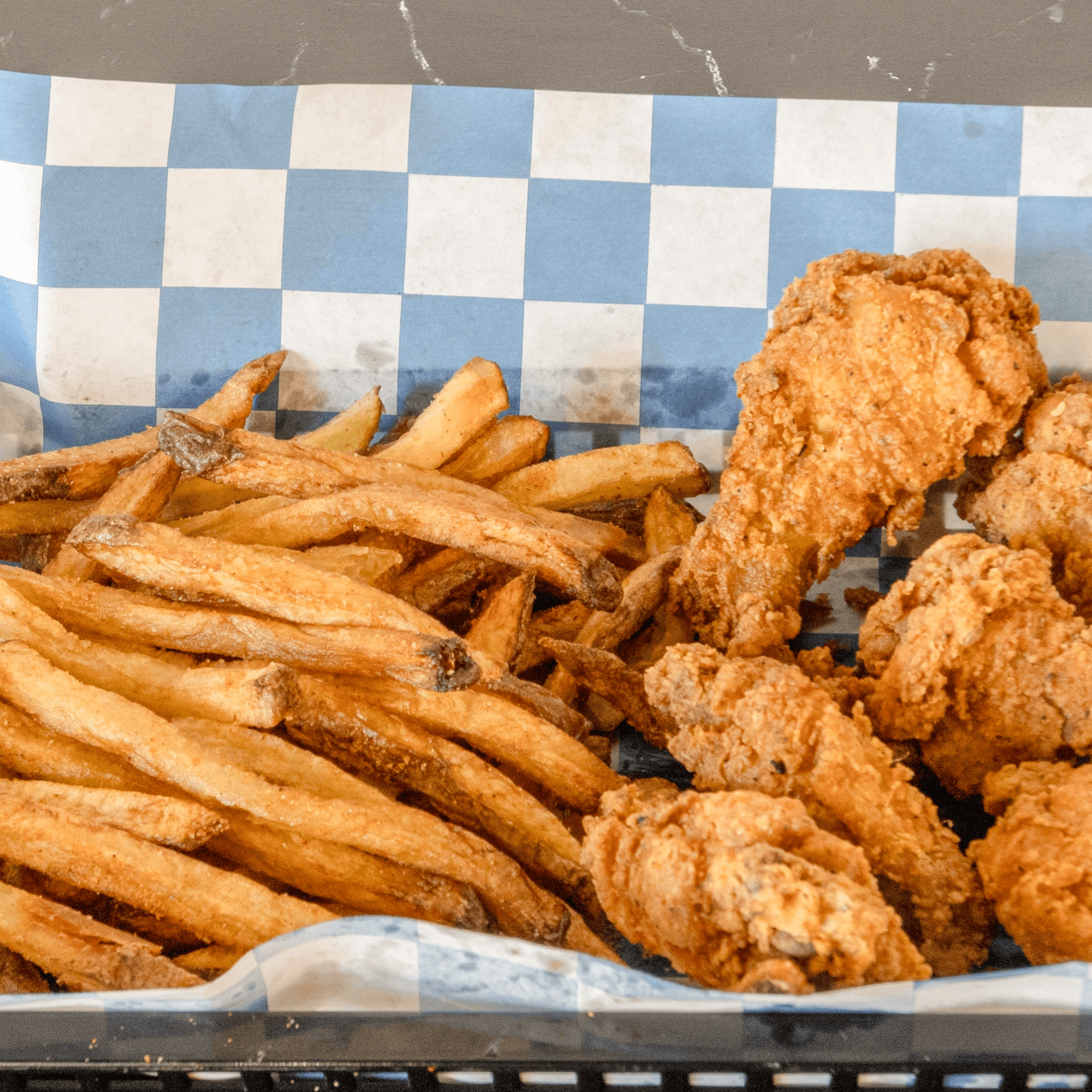 18 piece party wings w/crinkle fries.
