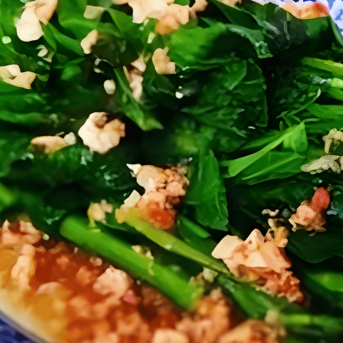 Boiled Ong Choi with Pork Sauce.