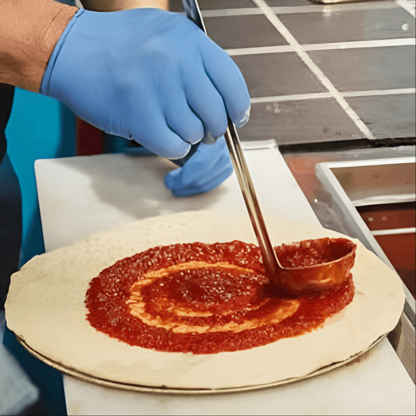Fresh dough. Sauce. Cheese.