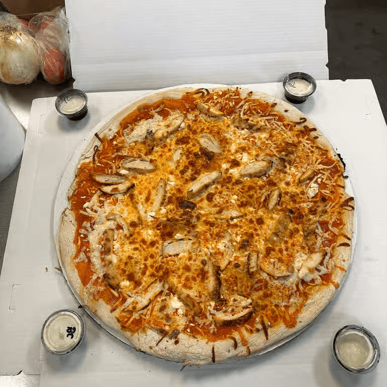 Buffalo Chicken Deep Dish Pizza.
