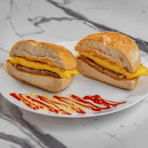 Turkey Sausage with Egg and Cheese Sandwich.