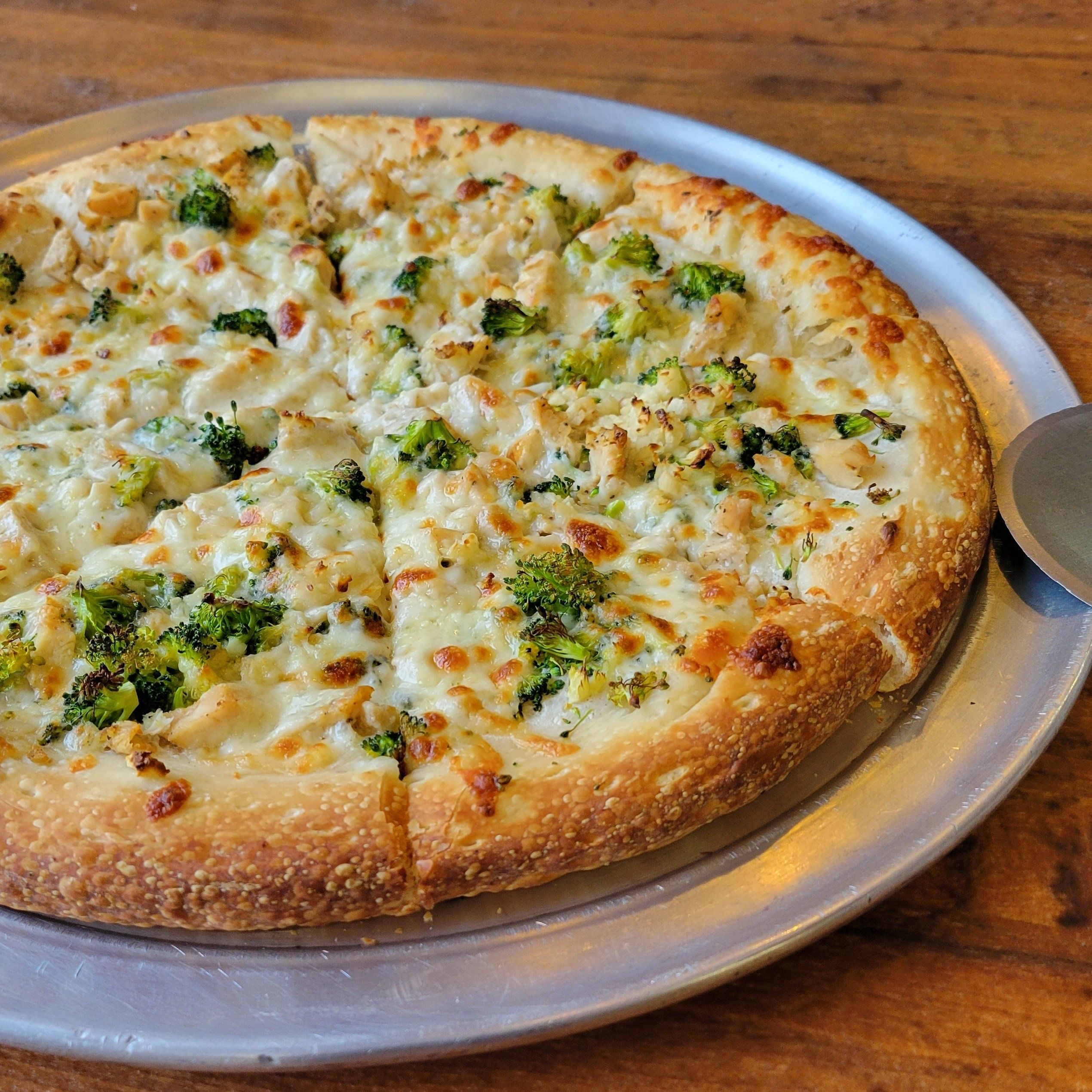 Alfredo Chicken Pizza.