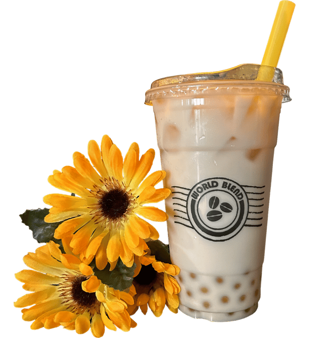Popping Boba Iced Milk Tea.