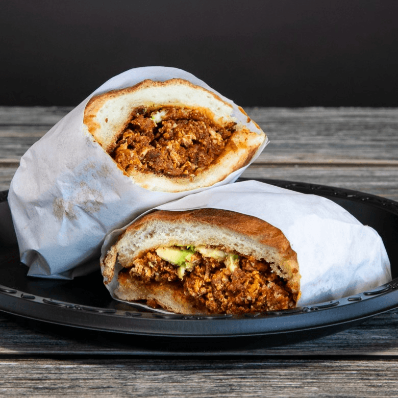 Chorizo, Egg, Beans, Avocado Breakfast Torta.