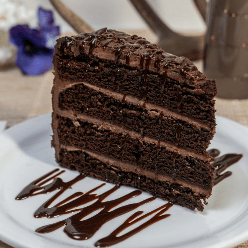 Four-layer chocolate cake.
