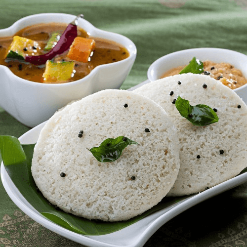Idli & Sambar (Rice cakes with dip).