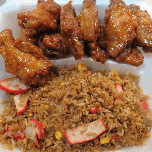6 Wings - Pork  Fried Rice.