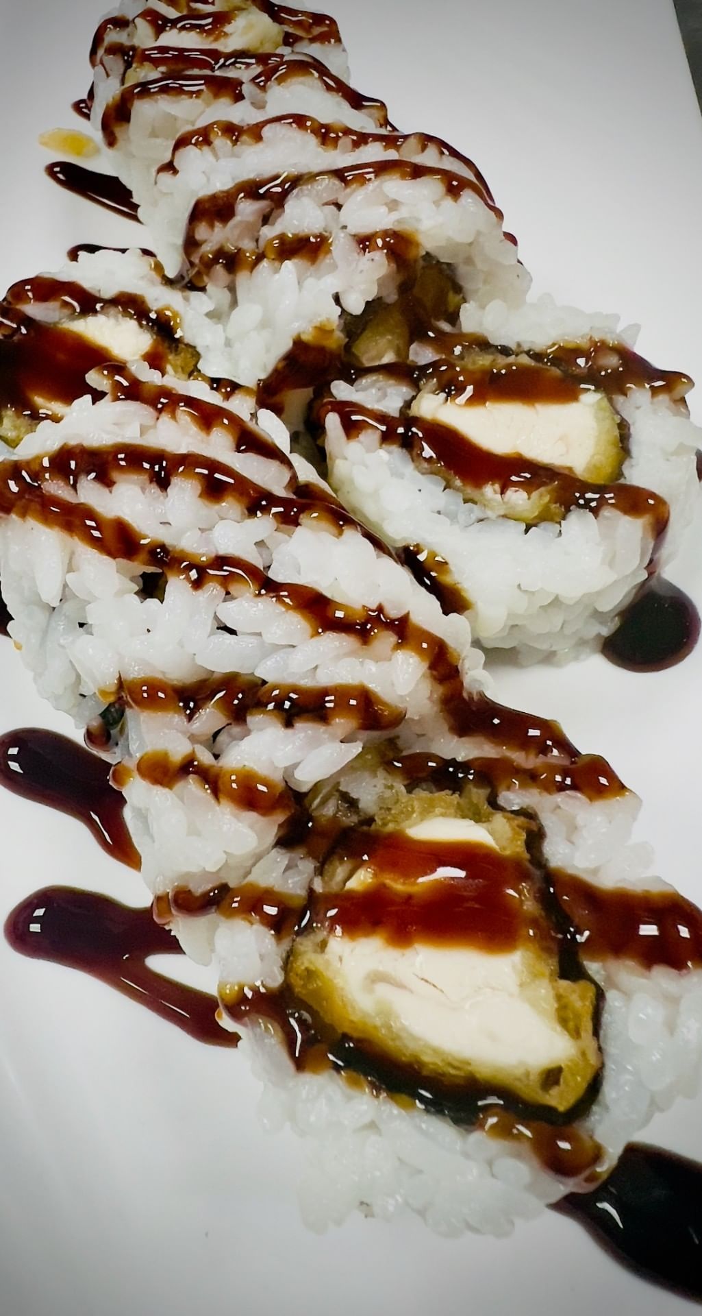 (Off) Chicken tempura roll.