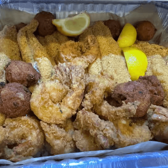 8 Catfish & 20 Jumbo Shrimp.