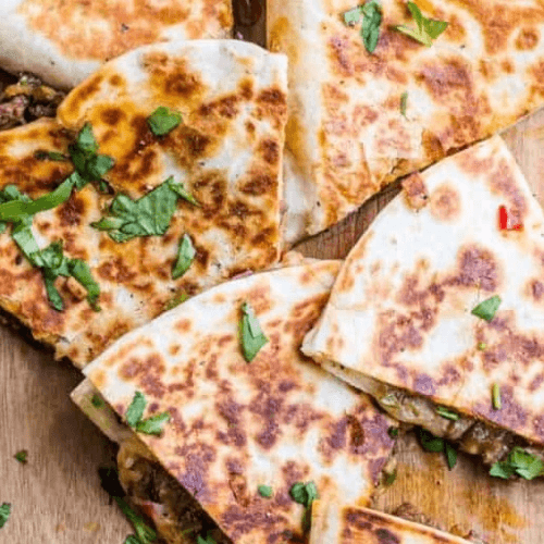 Steak with Shrimp Quesadilla.