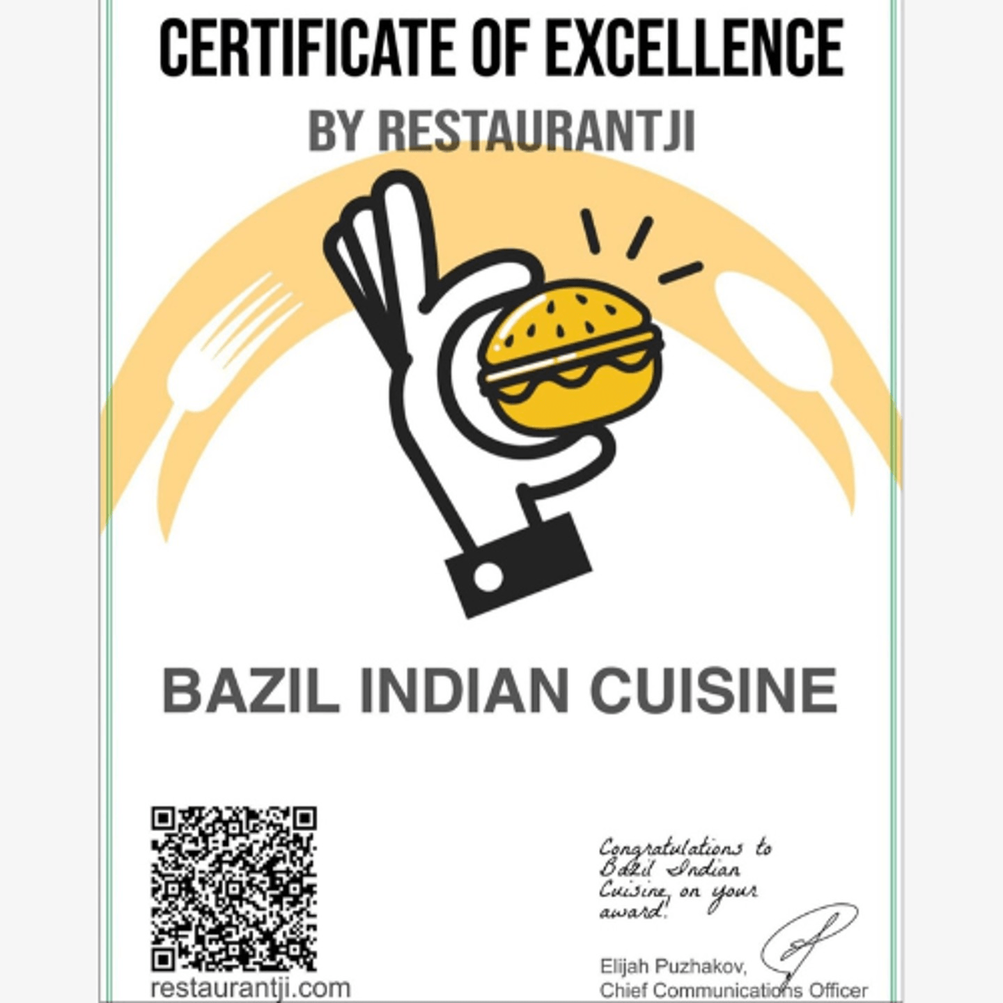 Restaurant Ji: Certificate of Excellence 2023