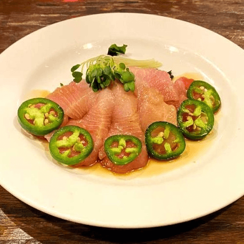 Yellowtail Sashimi with Jalapeno and Ponzu　はまち刺身ハラペーニョポン酢