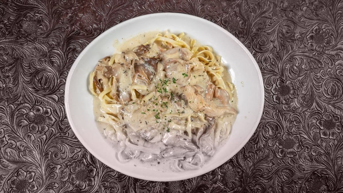 Pasta with Wild Mushroom Cream Sauce.