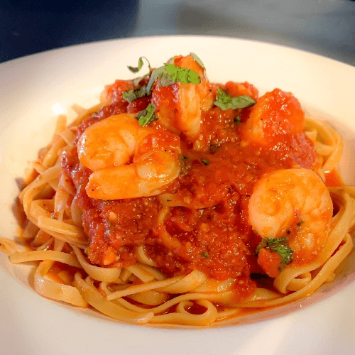 Shrimp Over Pasta