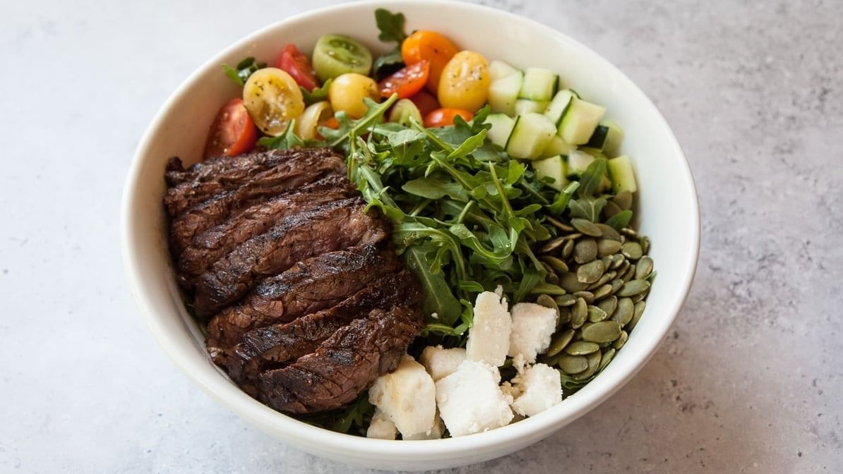 Heirloom Tomato and Steak Salad.