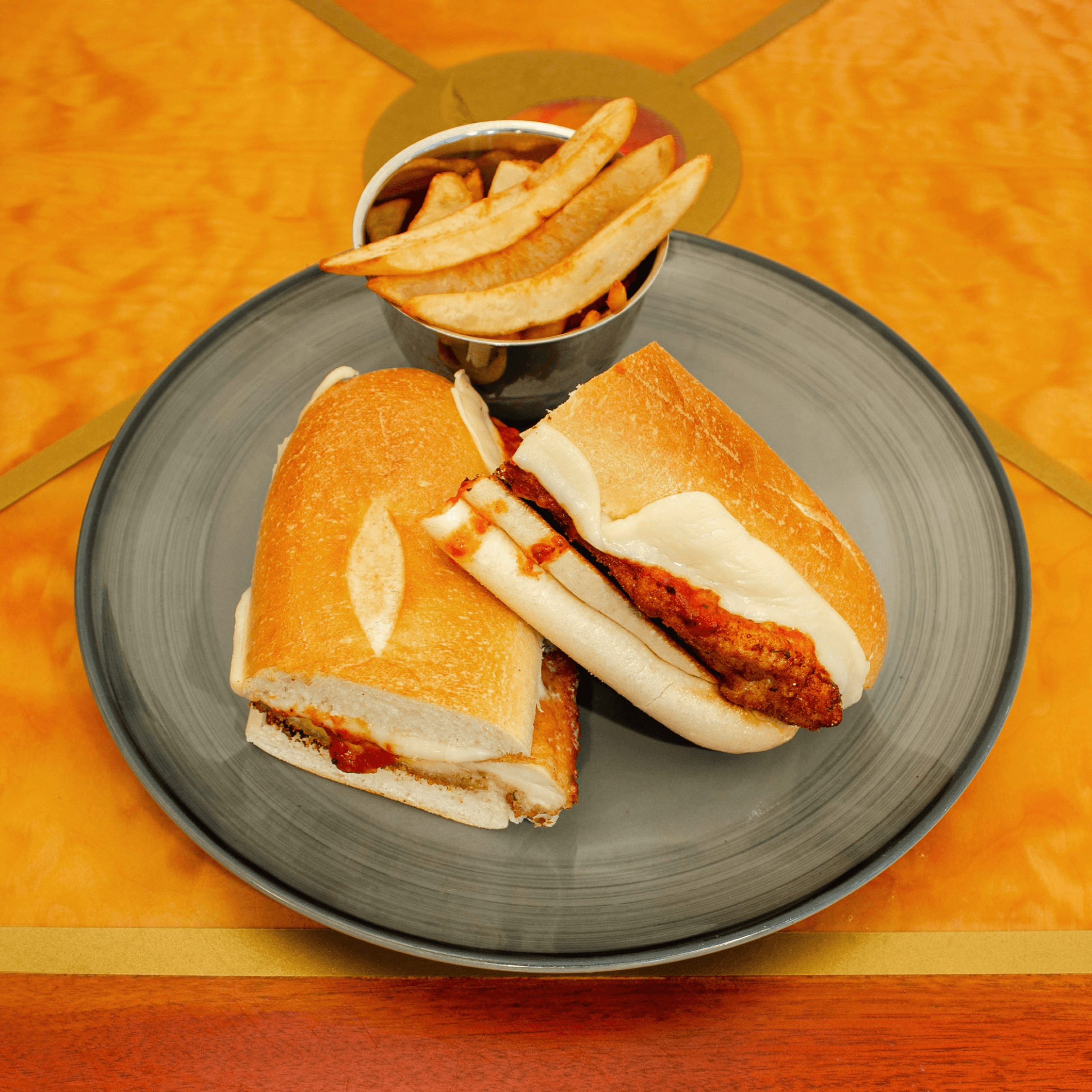 Chicken Cutlet Parmigiana Sandwich.