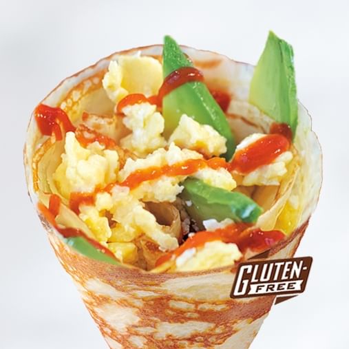 1. Eggs Goat Cheese Avocado Crepe (GF).