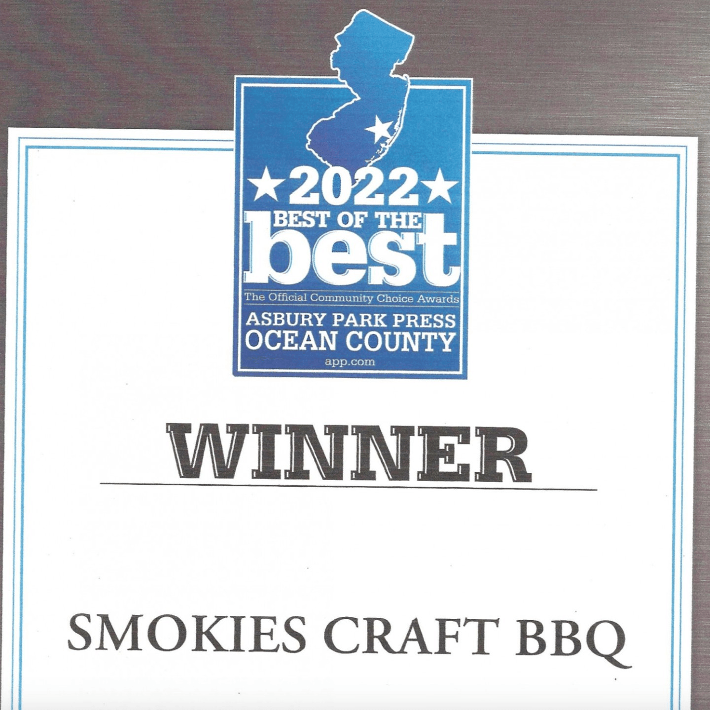 Winner of Asbury Park Press' Best of the Best 2022