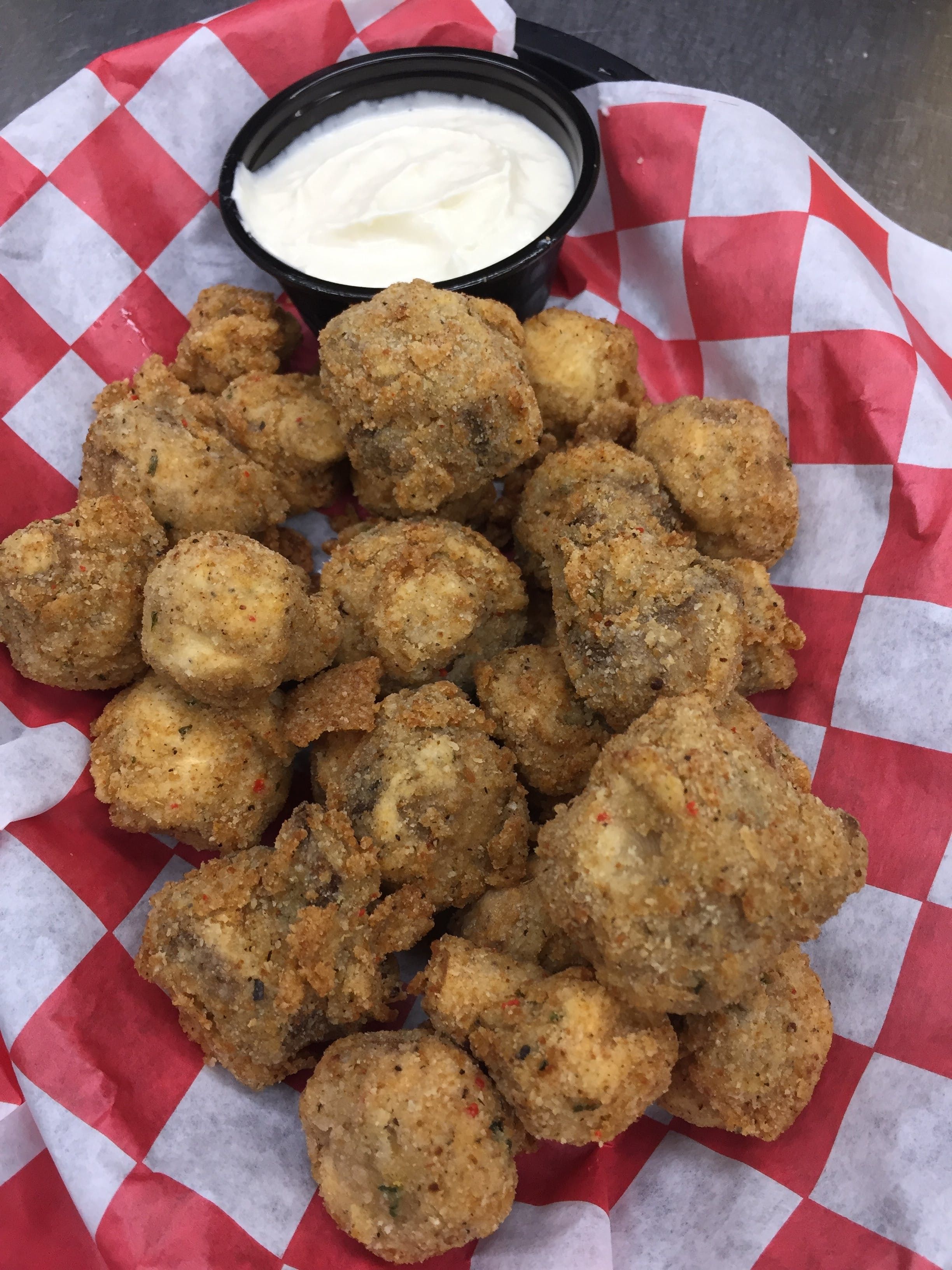 Hand Breaded Mushrooms.